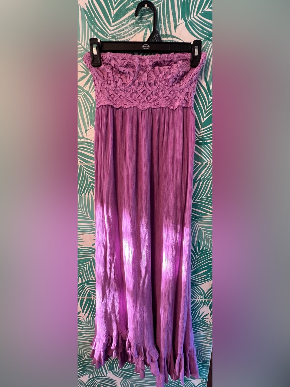 Free People Adella Corset Crochet lace bodice Maxi dress Vibrant berry purple S